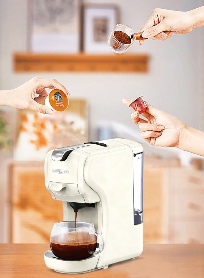 كافلف ماكينة قهوة أوتوماتيكية متعددة الكبسولات 3 في 1، ماكينة إسبريسو مع خزان مياه قابل للفصل سعة 600 مل | 3 محولات اختيارية وخاصية الإيقاف التلقائي، 1450 واط، لون أبيض - Image 3